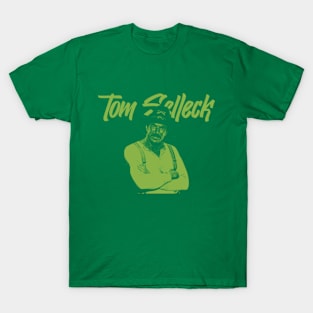 Tom Selleck - 80s Retro Art - Green T-Shirt